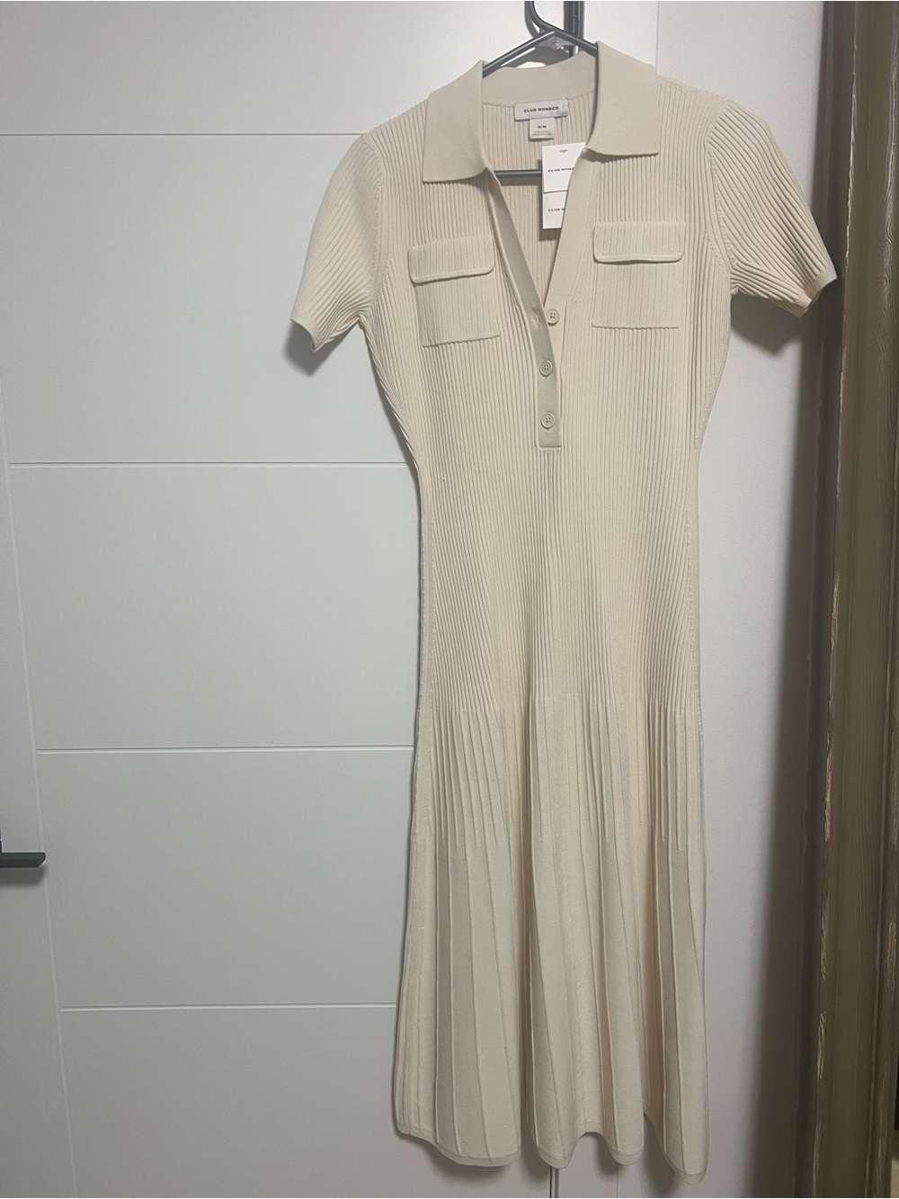 Ribbed Polo Midi Dress in Cream - Zara